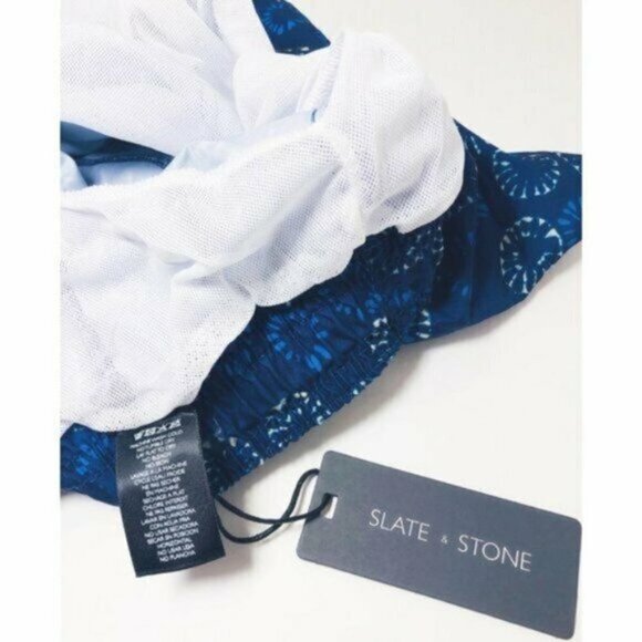 Slate & Stone Mens Blue Print Pockets Lined Swim Trunks Swimwear Sz XL New - Picture 4 of 8
